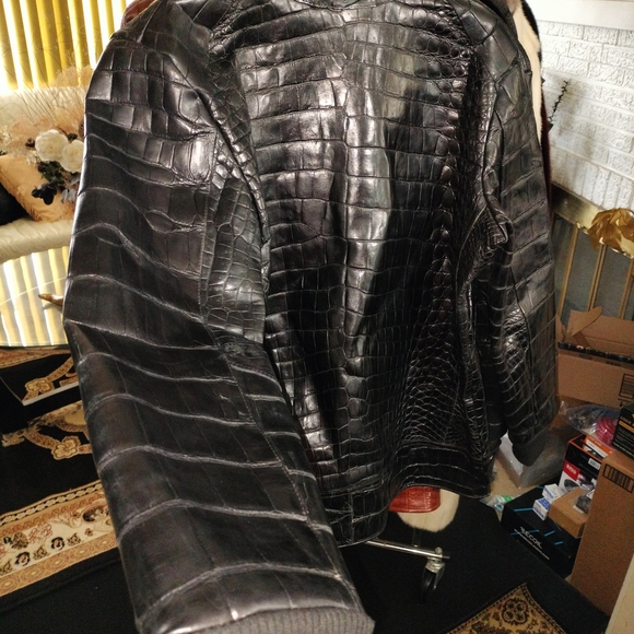 Men's Black 100% Alligator Jacket size MEDIUM - Picture 3 of 15